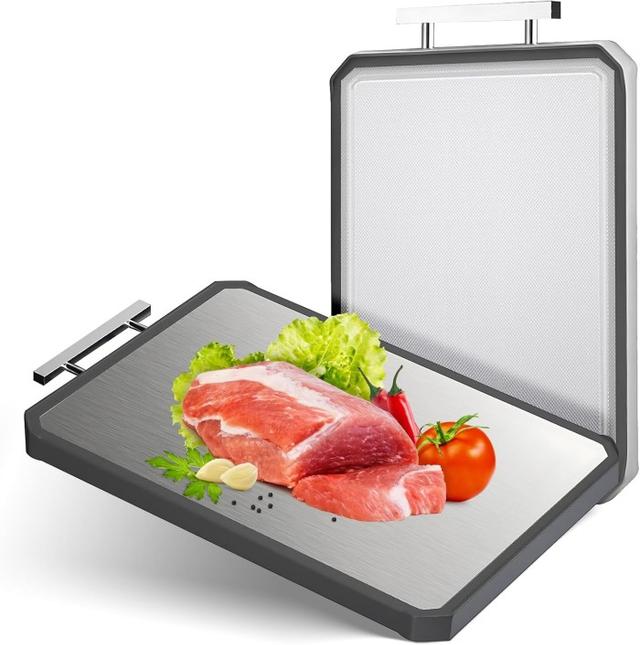 Large Double-Sided Stainless Steel Cutting Board
