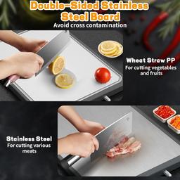 Large Double-Sided Stainless Steel Cutting Board
