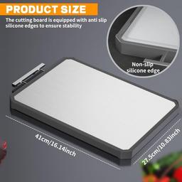 Large Double-Sided Stainless Steel Cutting Board
