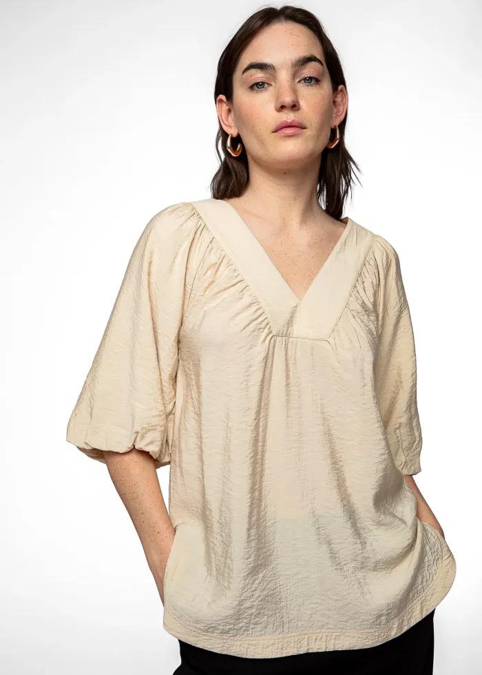 ALLEGRA Beige Puff Sleeve Blouse