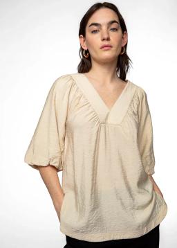 ALLEGRA Beige Puff Sleeve Blouse
