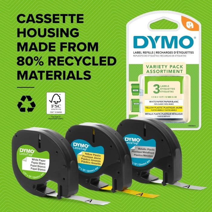 DYMO LetraTag Självhäftande Etiketter 12mmx4m - 2-Pack