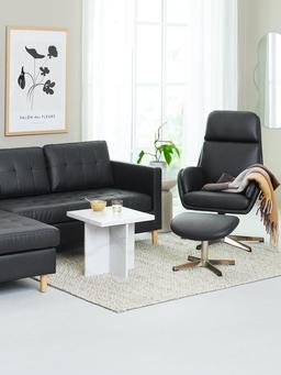 TANKEDAL Svart Reclinerfåtölj med Fotpall
