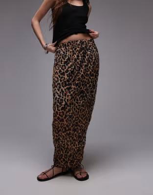 74% rabatt Topshop Leopard Midaxikjol Krinklad Jersey