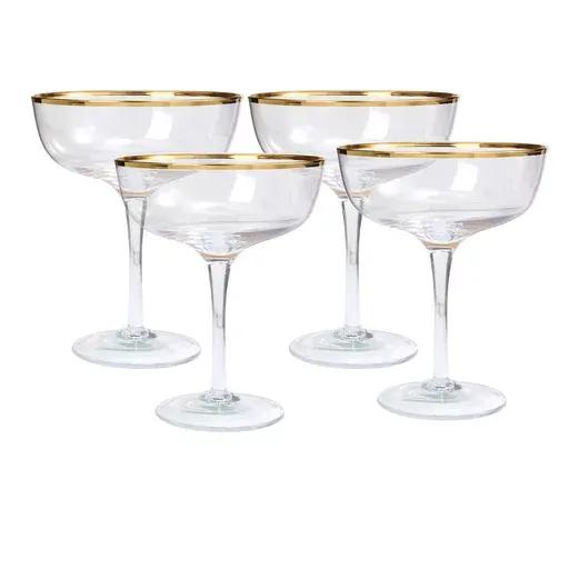 Elegant Gold-Rimmed Champagne Coupe Glasses