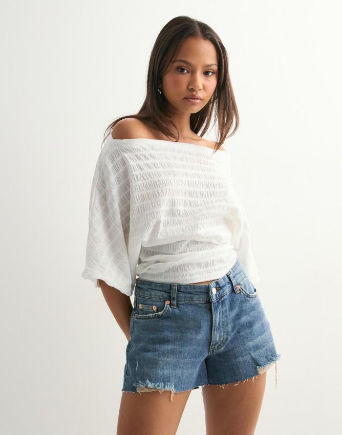 Dark Blue Low Waist Denim Shorts