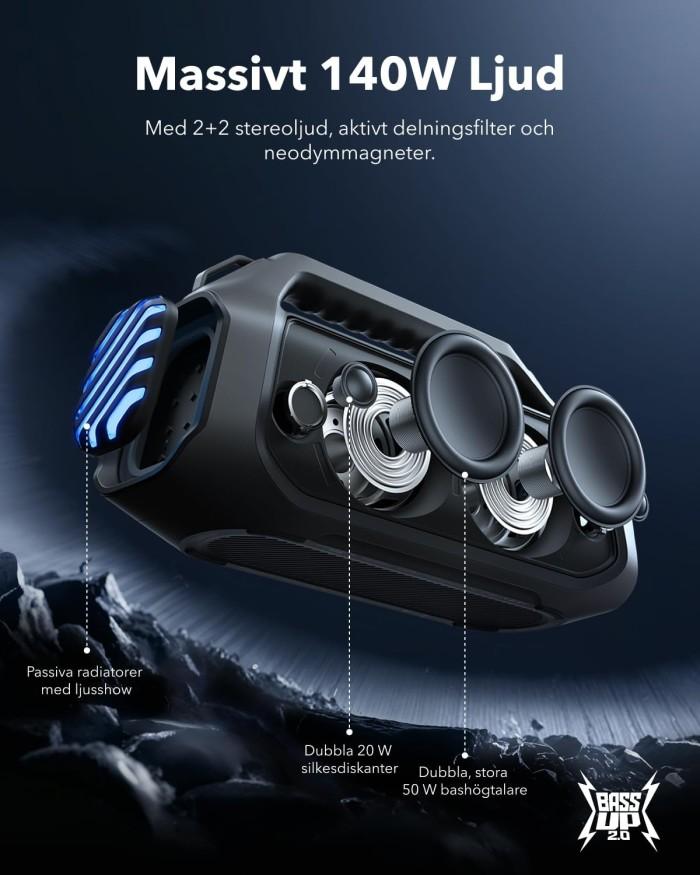  Anker Boom 2 Plus Utomhushögtalare,140W,IPX7,Bluetooth  