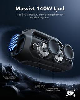  Anker Boom 2 Plus Utomhushögtalare,140W,IPX7,Bluetooth  