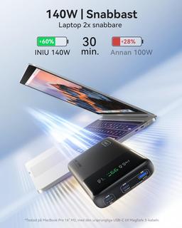 INIU 25000mAh Laptop Powerbank - Snabbladdning USB-C
