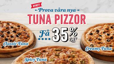 Domino's Pizza - bli medlem och få 35% rabatt på nya tonfiskpizzor!