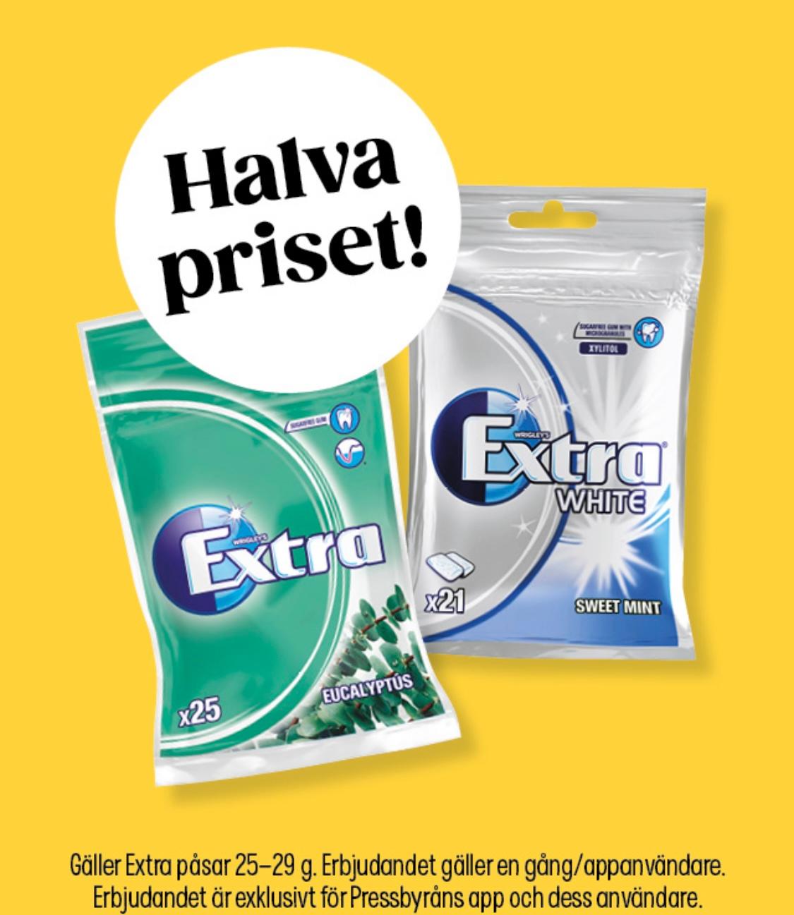 Halva priset på Extra tuggummi!🫧