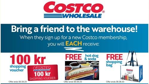 Costco - värva en vän och få 100 kr + gratis korv & läsk + gratis shoppingkasse