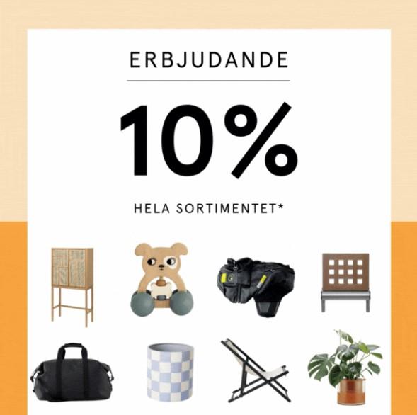 10% på hela sortimentet hos Designtorget