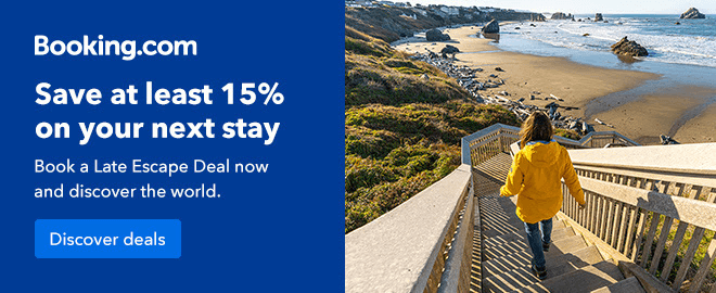 Late Escape Deal 2023 - 15% rabatt på Booking.com