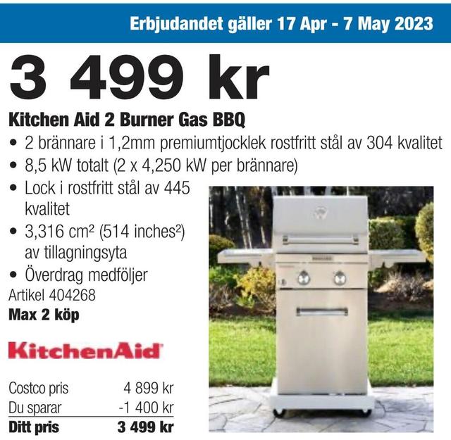 Kitchen Aid 2 Burner Gas BBQ (Costco Stockholm)