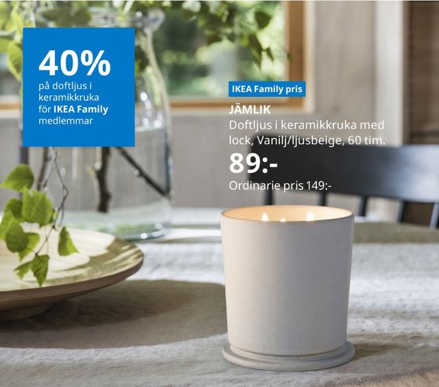 40% rabatt på JÄMLIK Doftljus i keramikkruka med lock - IKEA