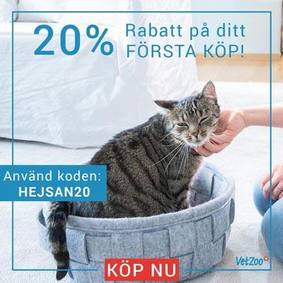 20% rabatt på ditt första köp hos VetZoo