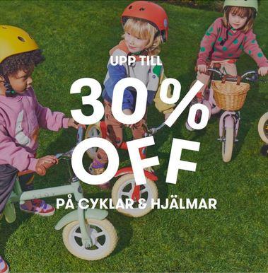 Upp till 30% på cyklar och hjälmar hos Babyshop