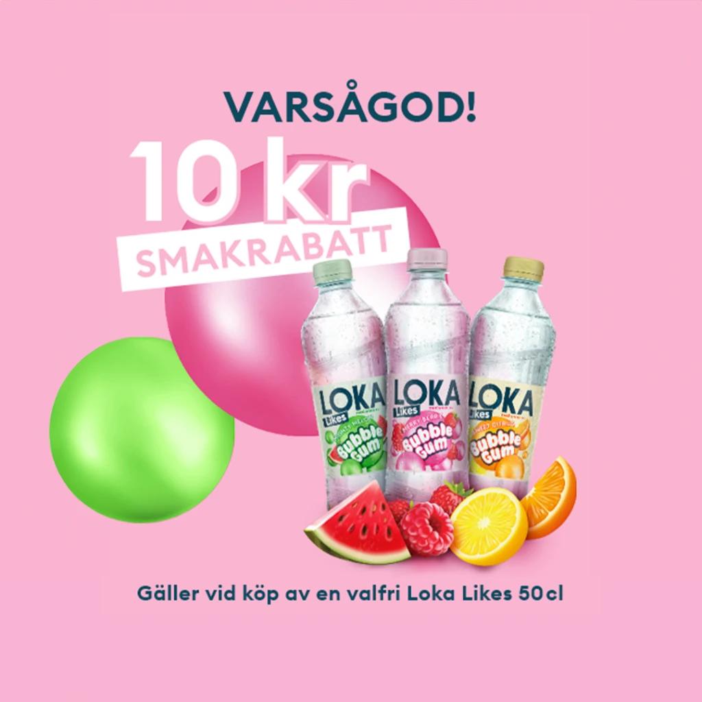 10 kr cashback - Gäller vid köp av någon av nyheterna från Loka Likes, 50cl