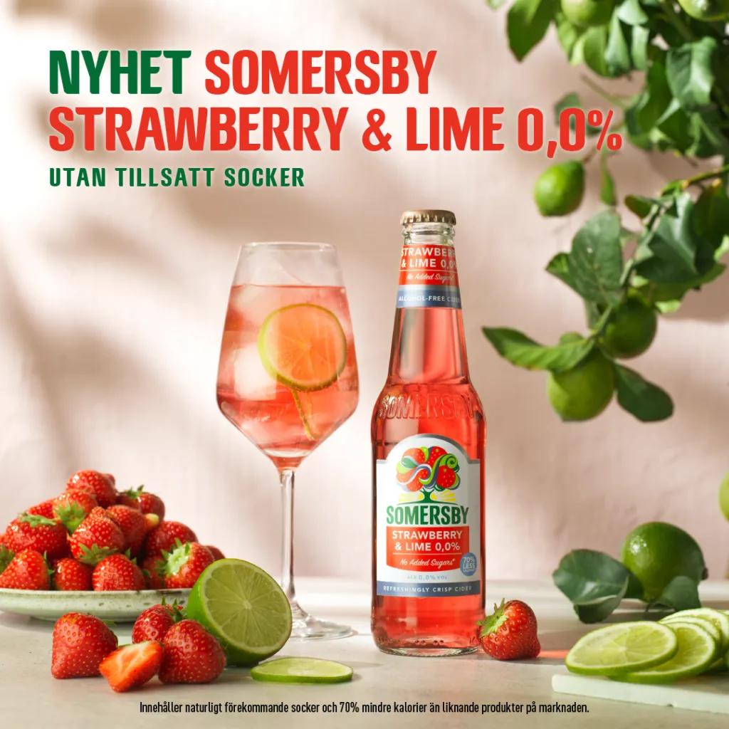 Köp en, Få en - Gäller på Somersby Alkoholfri Cider, Strawberry & Lime, 33cl