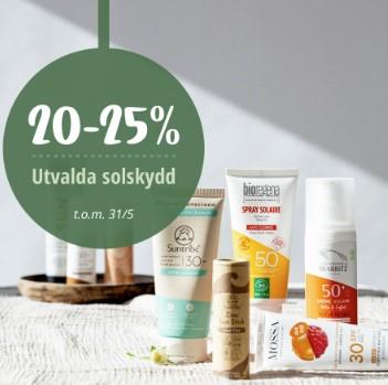 Upp till 25% på ekologiska & naturliga solskyddskrämer