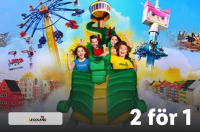 2 för 1 entrébiljett till Legoland Billund