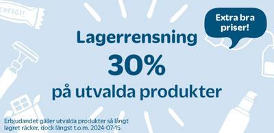 Lagerrensning hos Apotea - 30% på utvalda produkter