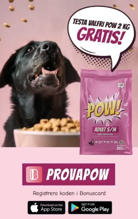 Få 2 kg POW hundfoder gratis!