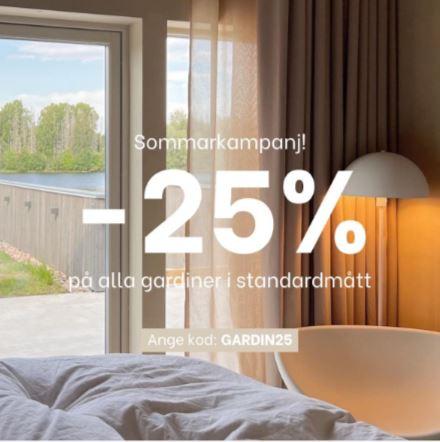 Haste Home 25 % rabatt på gardiner i standardmått