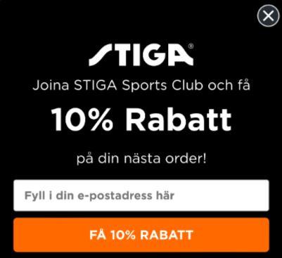 STIGA Sports 10 % på ditt köp när du blir medlem