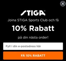 STIGA Sports 10 % på ditt köp när du blir medlem