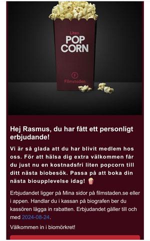 Gratis popcorn på BIO