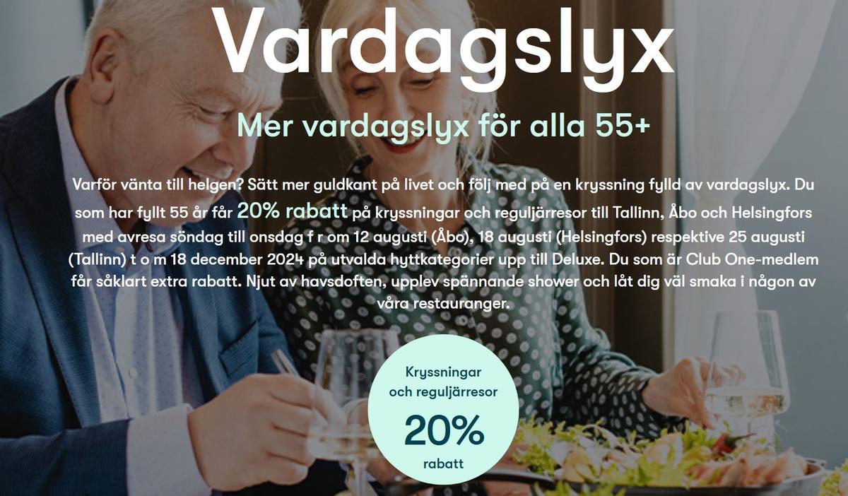 Tallink Silja 20 % på kryssning för 55+are