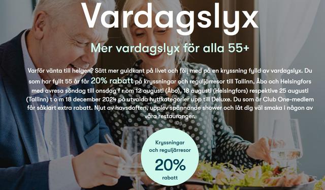 Tallink Silja 20 % på kryssning för 55+are