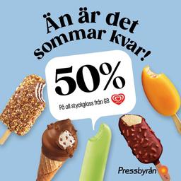 Pressbyrån: 50 % på glass från GB