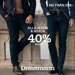 Dressmann 40 % på jeans och byxor