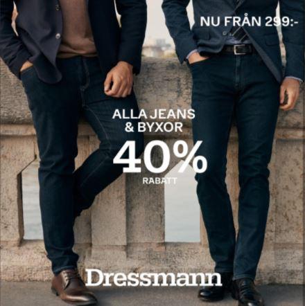 Dressmann 40 % på jeans och byxor