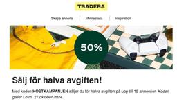 Tradera - sälj för halva avgiften