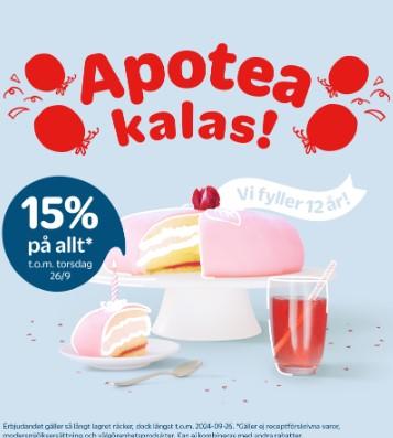 Apotea fyller 12 år - firar med 15% på allt