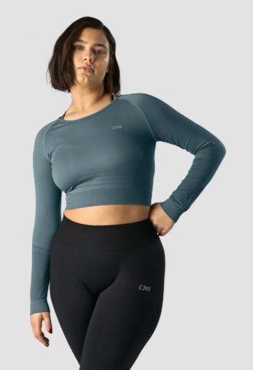 ICIW - Seamless Jungle Green Crop Top LS
