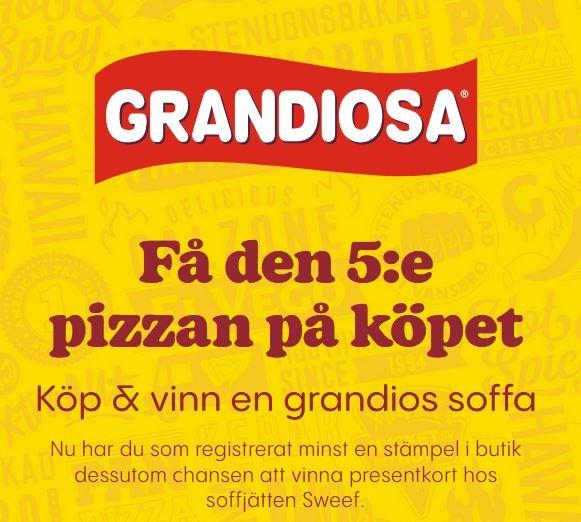 Grandiosa: var 5e pizza på köpet + vinstchans hos Sweef
