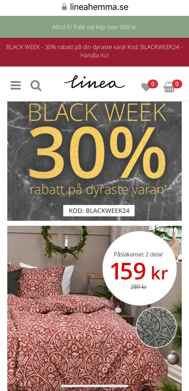 Black Week Deal på heminredning på Lineahemma.se