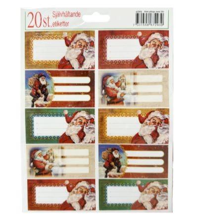 Självhäftande Julklappsetiketter - Tomtemotiv, 20-pack
