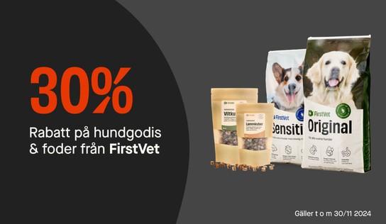 30 % rabatt på hundgodis & foder från FirstVet