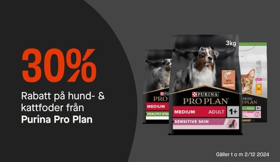 30 % rabatt på hund- och kattfoder från Purina Pro Plan