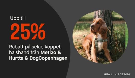 Upp till 25 % rabatt på vissa selar, koppel och halsband