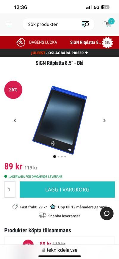 Teknikdelar lucka 5, Ritplatta 89kr