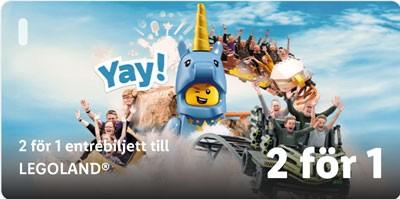 2 för 1 entrébiljett till LEGOLAND Billund