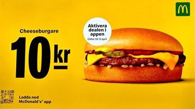 Få en cheeseburgare för bara 10 kr hos McDonald's