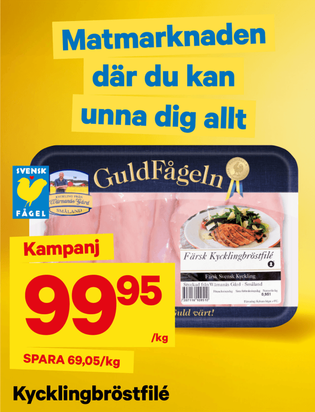 City Gross - Kycklingbröstfilé GuldFågeln, 900G